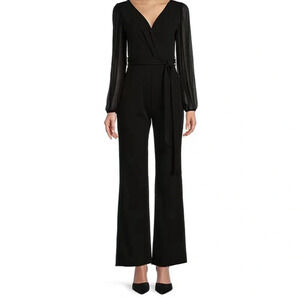 Moa Moa Whimsigoth Women's Black Sz M Sheer Long Sleeve Wide Leg Career Jumpsuit